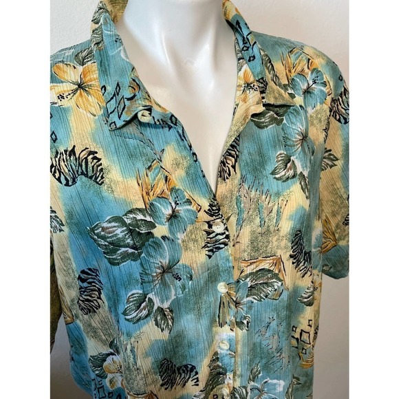Koret Womans Floral Ribbed Vintage Button Up Blouse Sz XL - Picture 2 of 5
